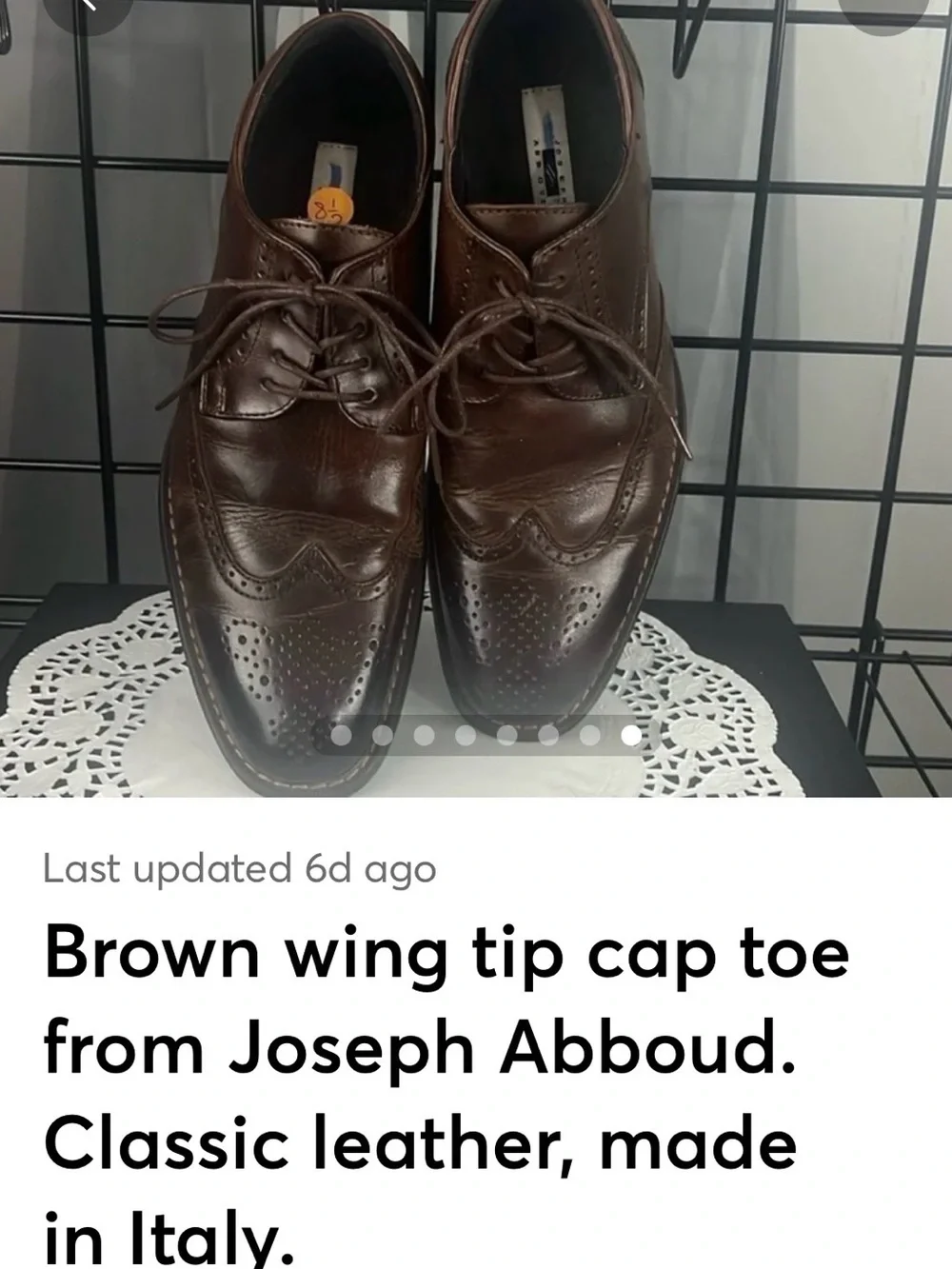 Joseph Abboud Brown Leather Wingtip Oxfords. EUC